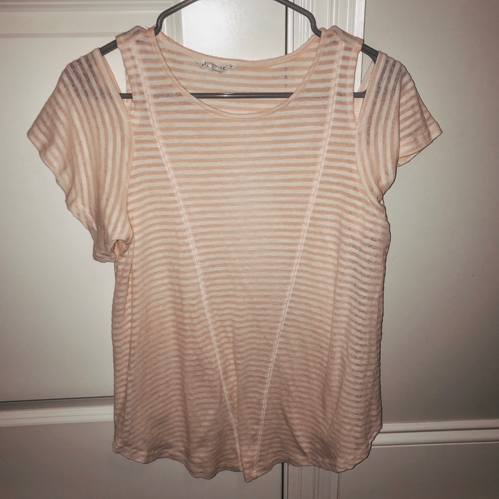 Loveriche Pink + White “Cold Shoulder” Blouse